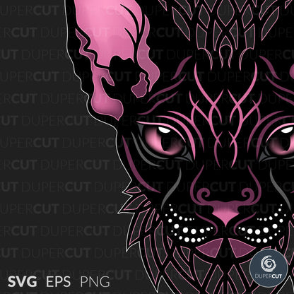 Sphynx Cat - EPS, SVG, PNG files. Vector Colour illustration for print on demand, sublimation, custom t-shirts, hoodies, tumblers.