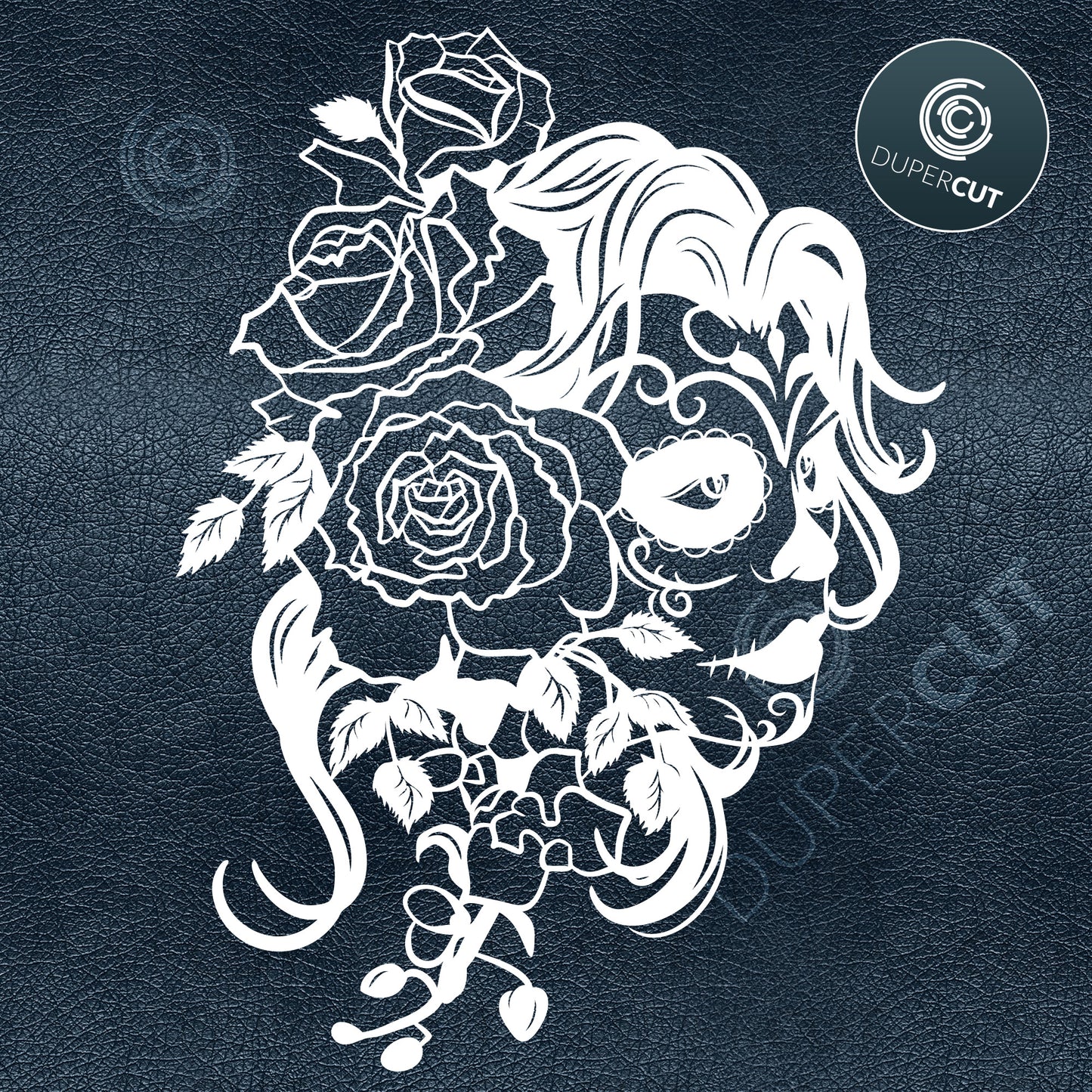 Paper cutting template - Sugar Skull Calavera Gothic Illustration