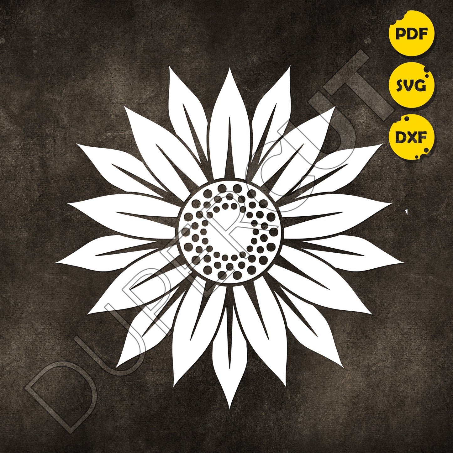 Simple sunflower template - SVG DXF PNG files for Cricut, Glowforge, Silhouette Cameo, CNC Machines