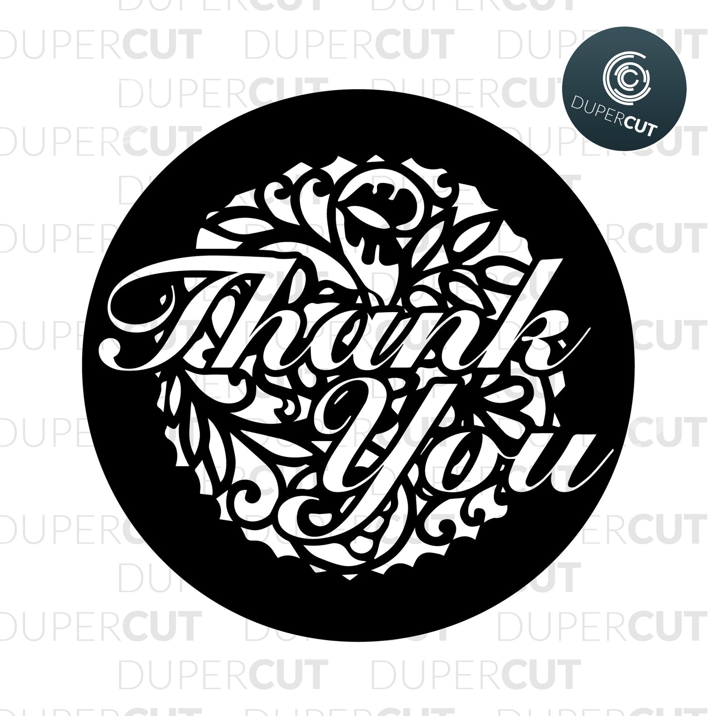Round thank you disk, free template - SVG DXF PNG files for Cricut, Glowforge, Silhouette Cameo, CNC Machines