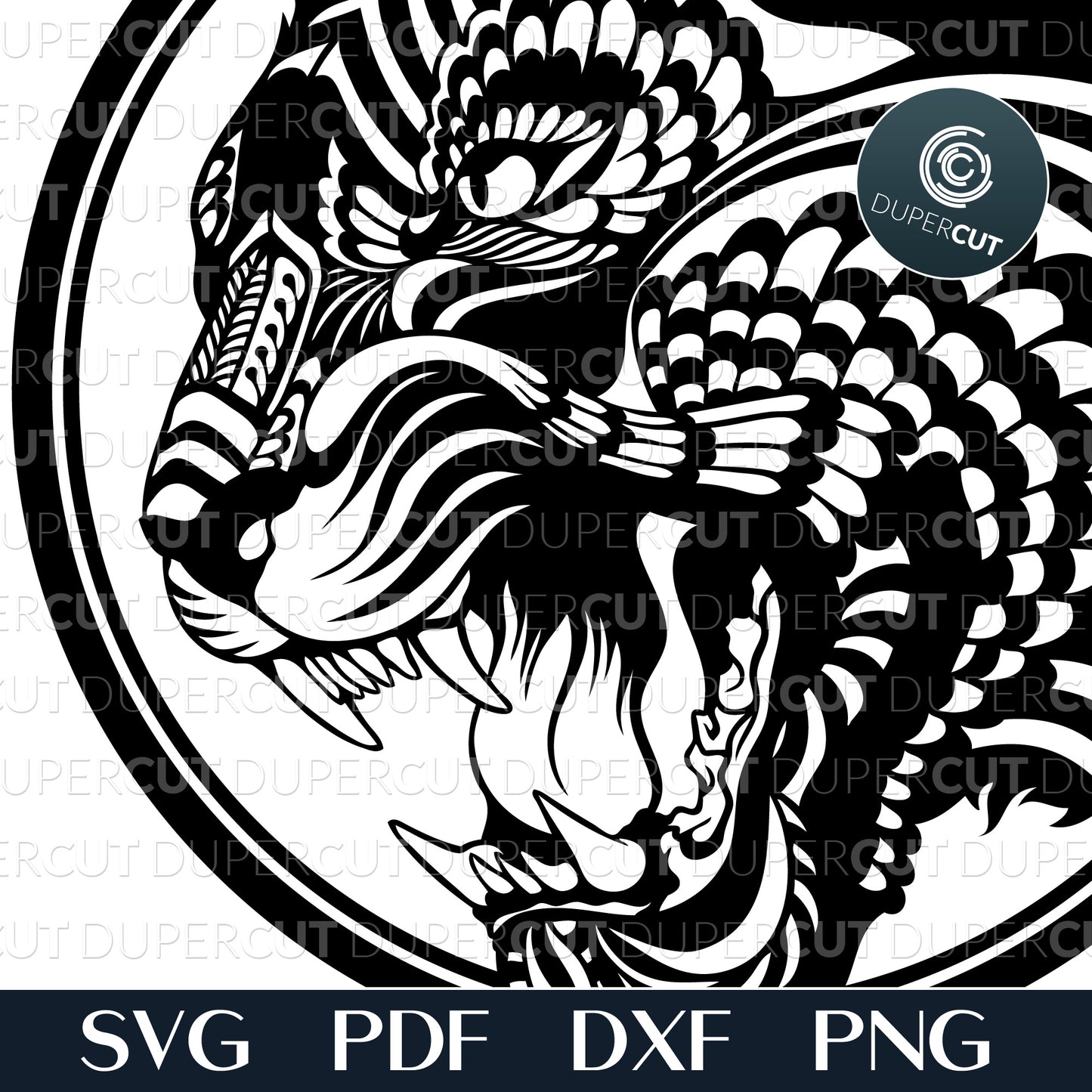 Abstract animals - Zentangle art tiger. SVG PNG DXF cutting files for Cricut, Glowforge, Silhouette cameo, laser engraving