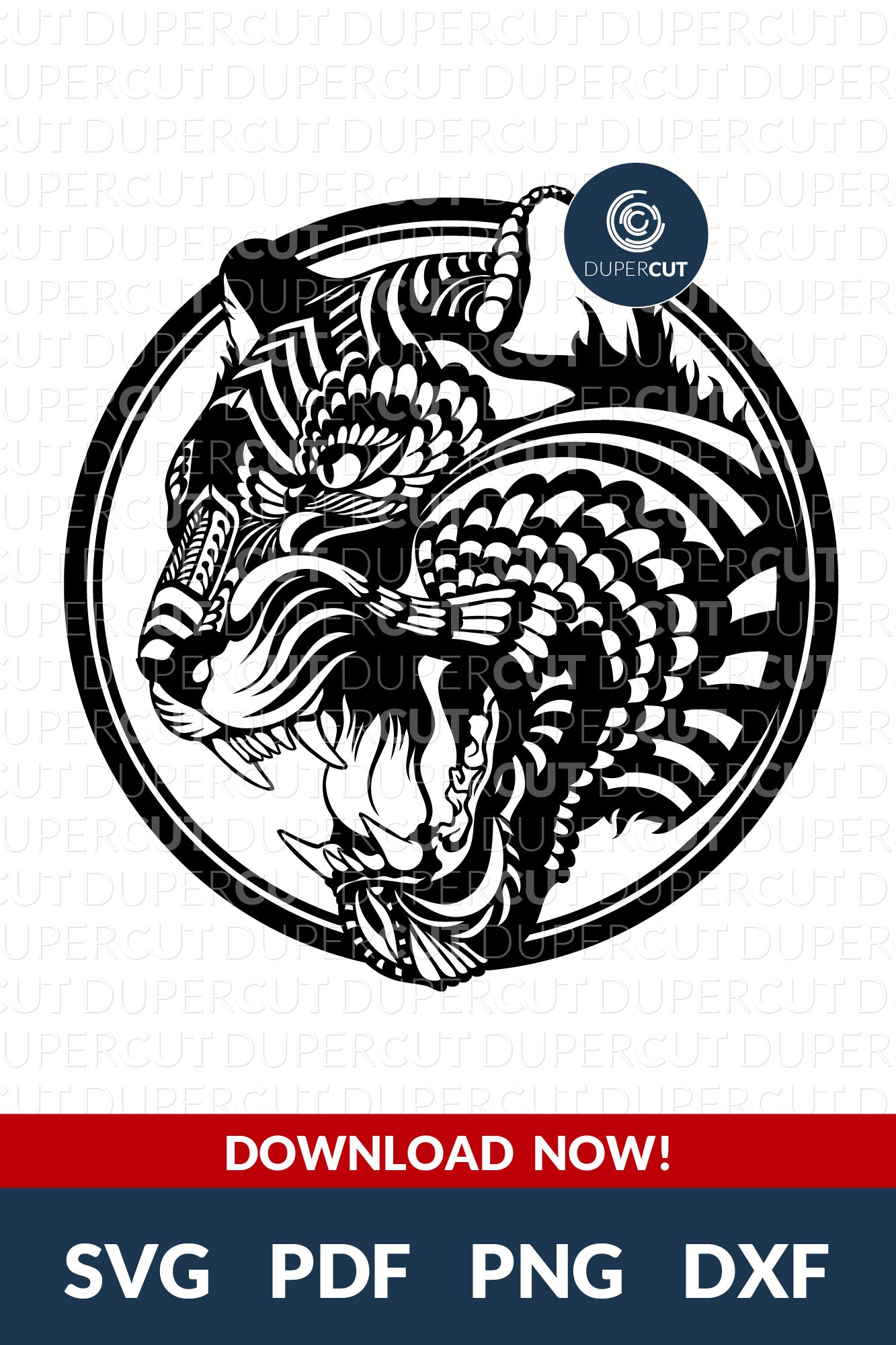 Laser machine designs - Zentangle pattern lion tiger. SVG PNG DXF cutting files for Cricut, Glowforge, Silhouette cameo, laser engraving