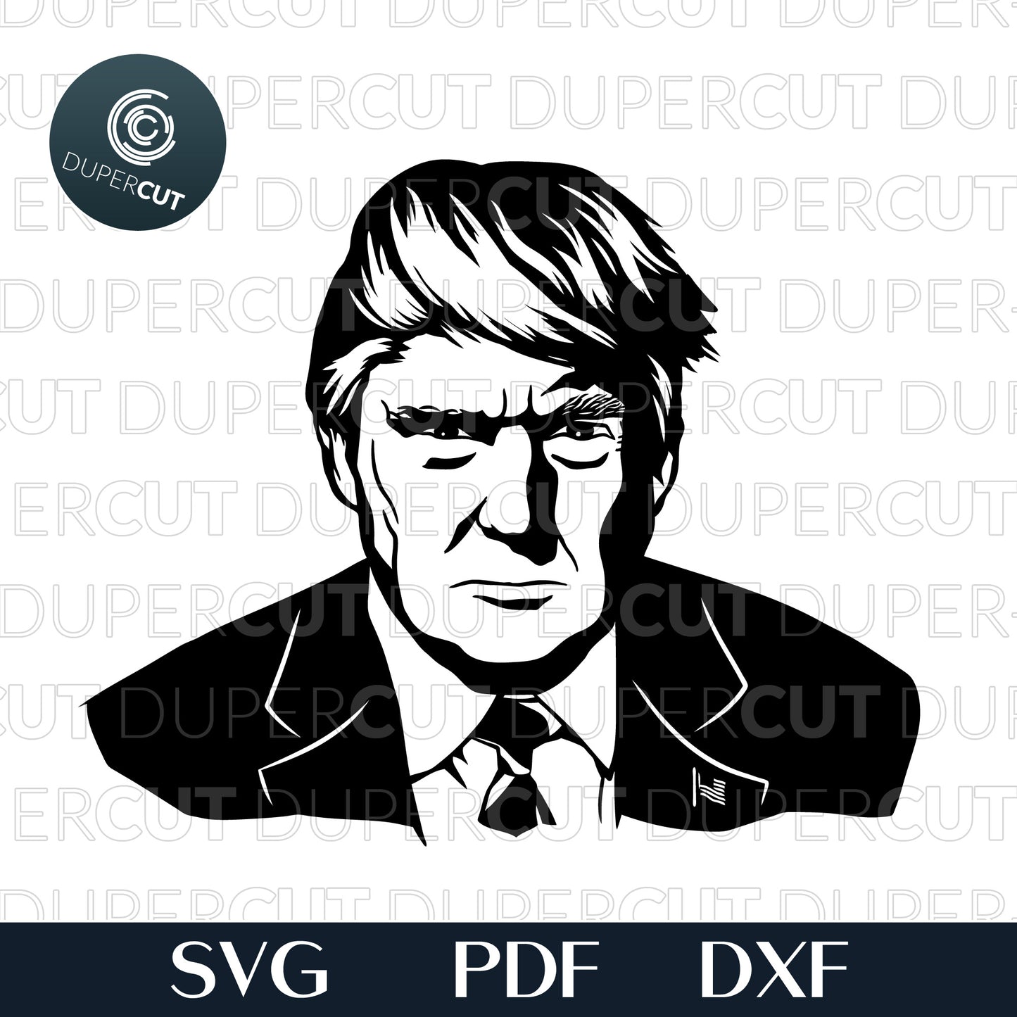 Paper cutting template - Donuld Trump - Black & White portrait