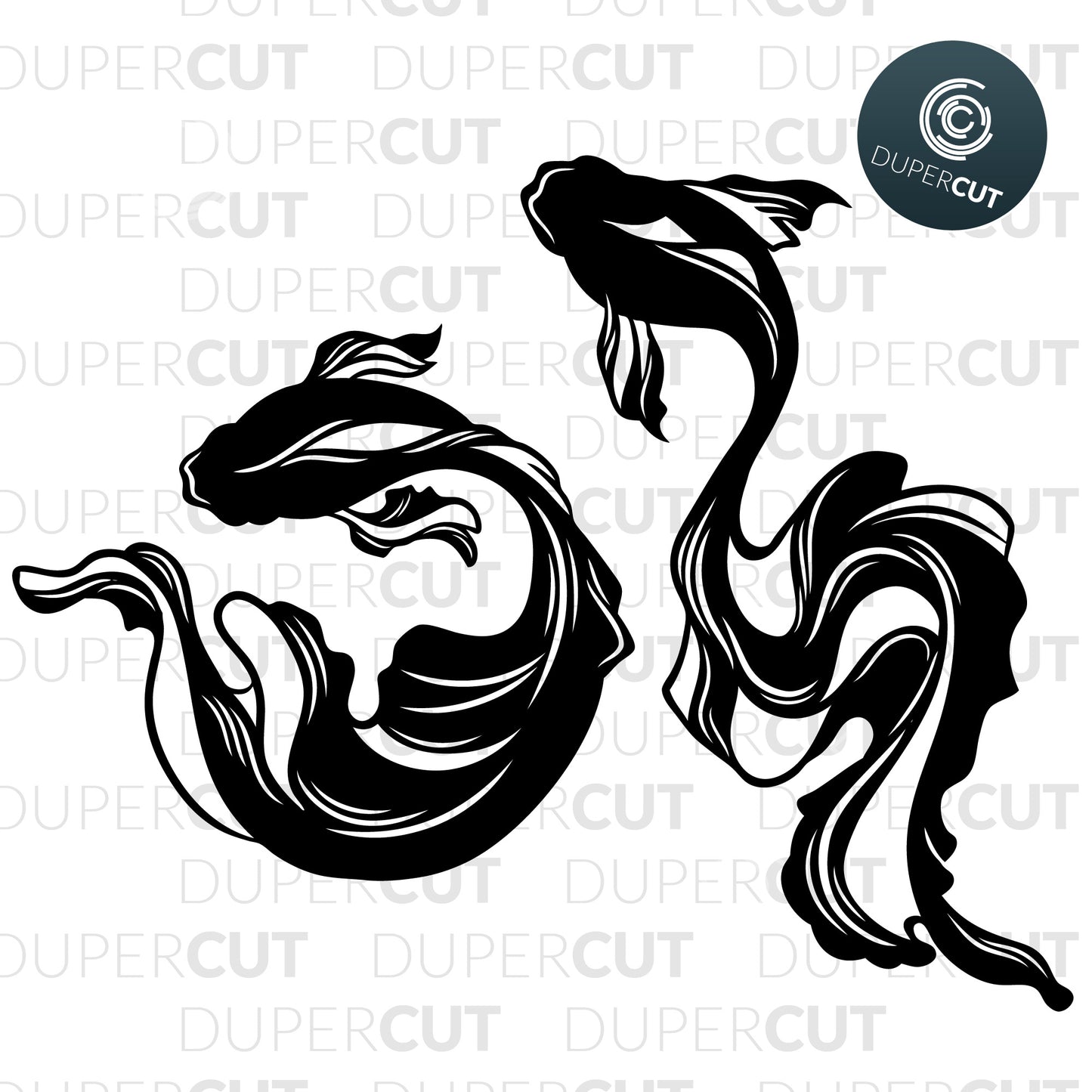 2 Designs - GOLDFISH - SVG / PDF / DXF by DuperCut.