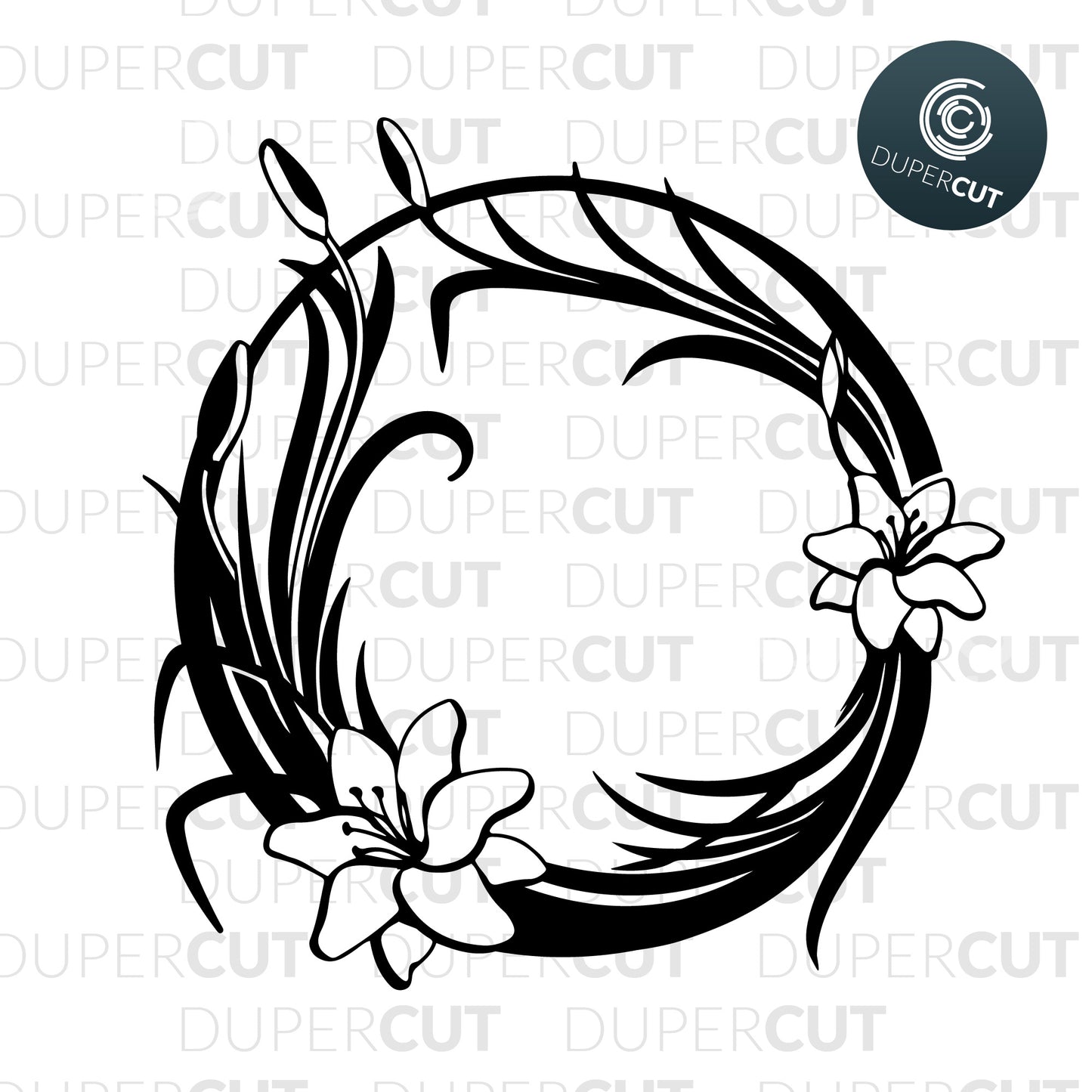 FLOWER WREATH - SVG / PDF / DXF