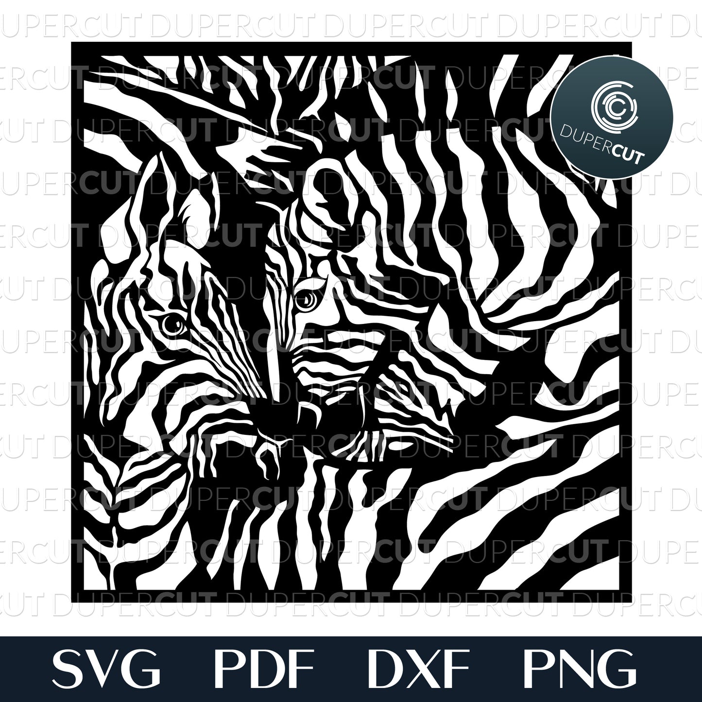 Laser files - Zebra abstract wall art template. SVG PNG DXF cutting files for Cricut, Glowforge, Silhouette cameo, laser engraving