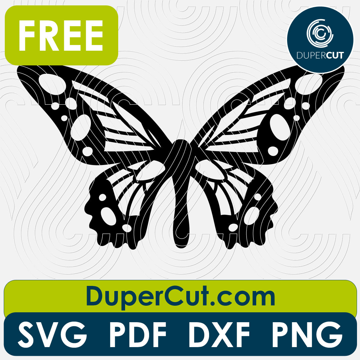 Butterfly, FREE cutting template SVG PNG DXF files for Glowforge, Cricut, Silhouette, CNC laser router by DuperCut.com