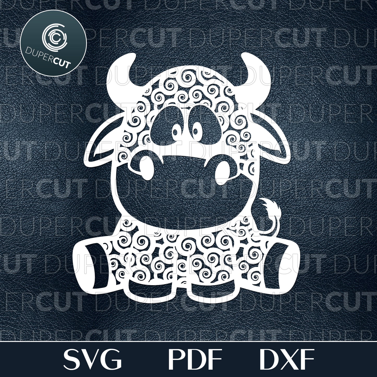 Paper cutting template - Cute cow - Nursery Room Decoration