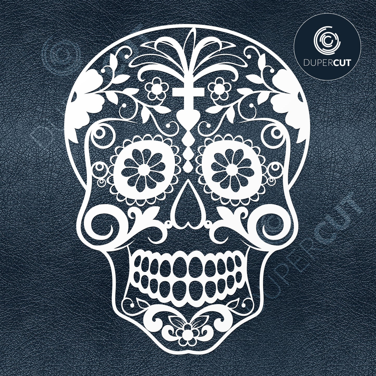 Mexican sugar skull, day of the dead template - SVG DXF PNG files for Cricut, Glowforge, Silhouette Cameo, CNC Machines
