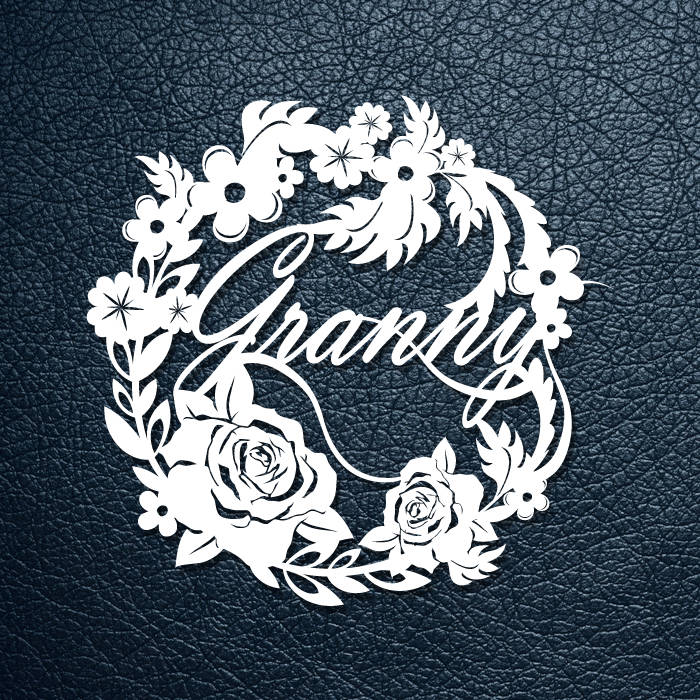 Granny floral wreath - SVG DXF vector files for cutting and engraving by DuperCut.com
