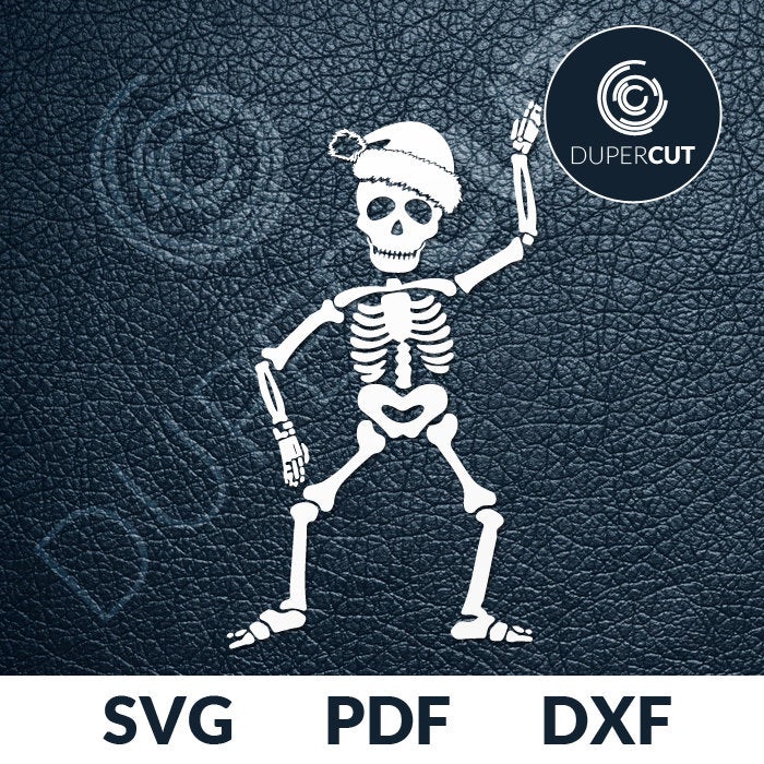 Paper cutting template - Dancing Christmas Skeleton