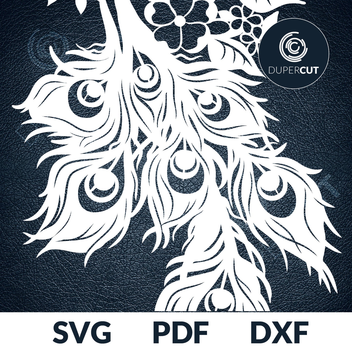 Peacock feathers - SVG DXF JPEG files for CNC machines, laser cutting, Cricut, Silhouette Cameo, Glowforge engraving