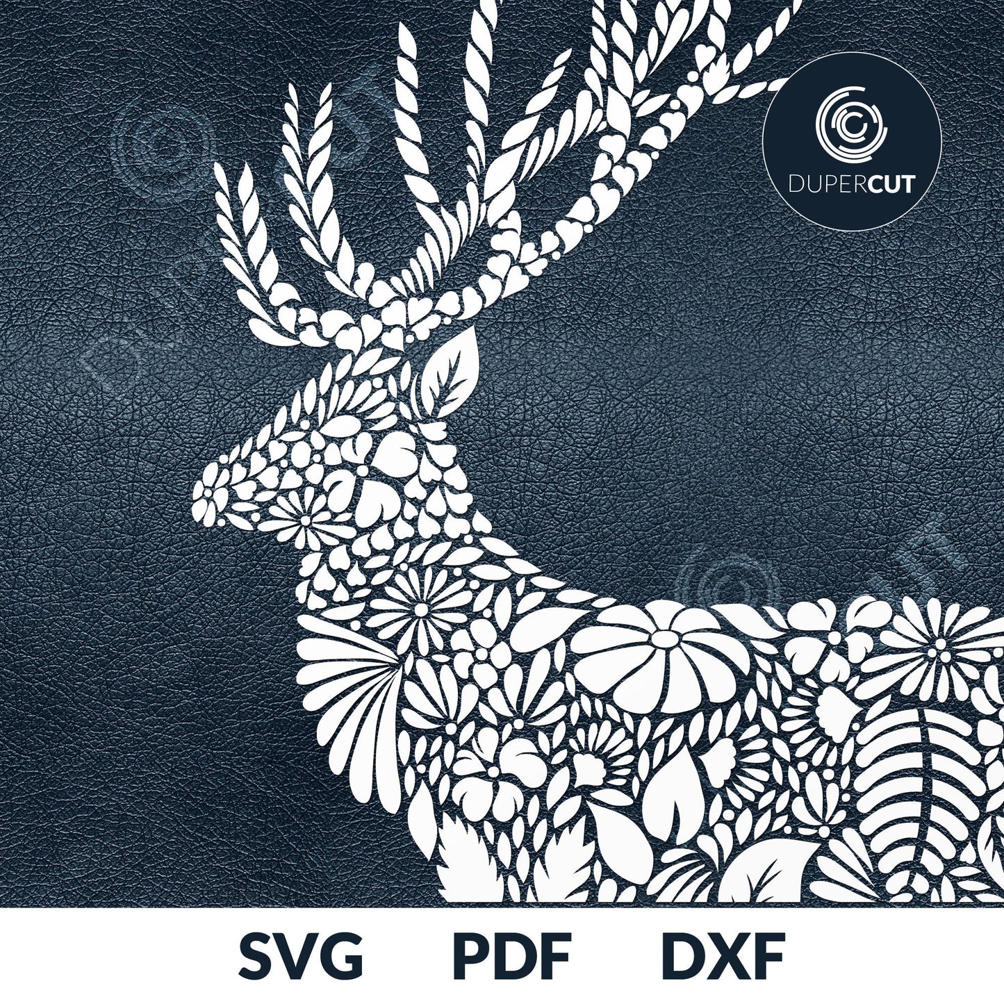 Zentangle deer vinyl cutting template - SVG DXF JPEG files for CNC machines, laser cutting, Cricut, Silhouette Cameo, Glowforge engraving