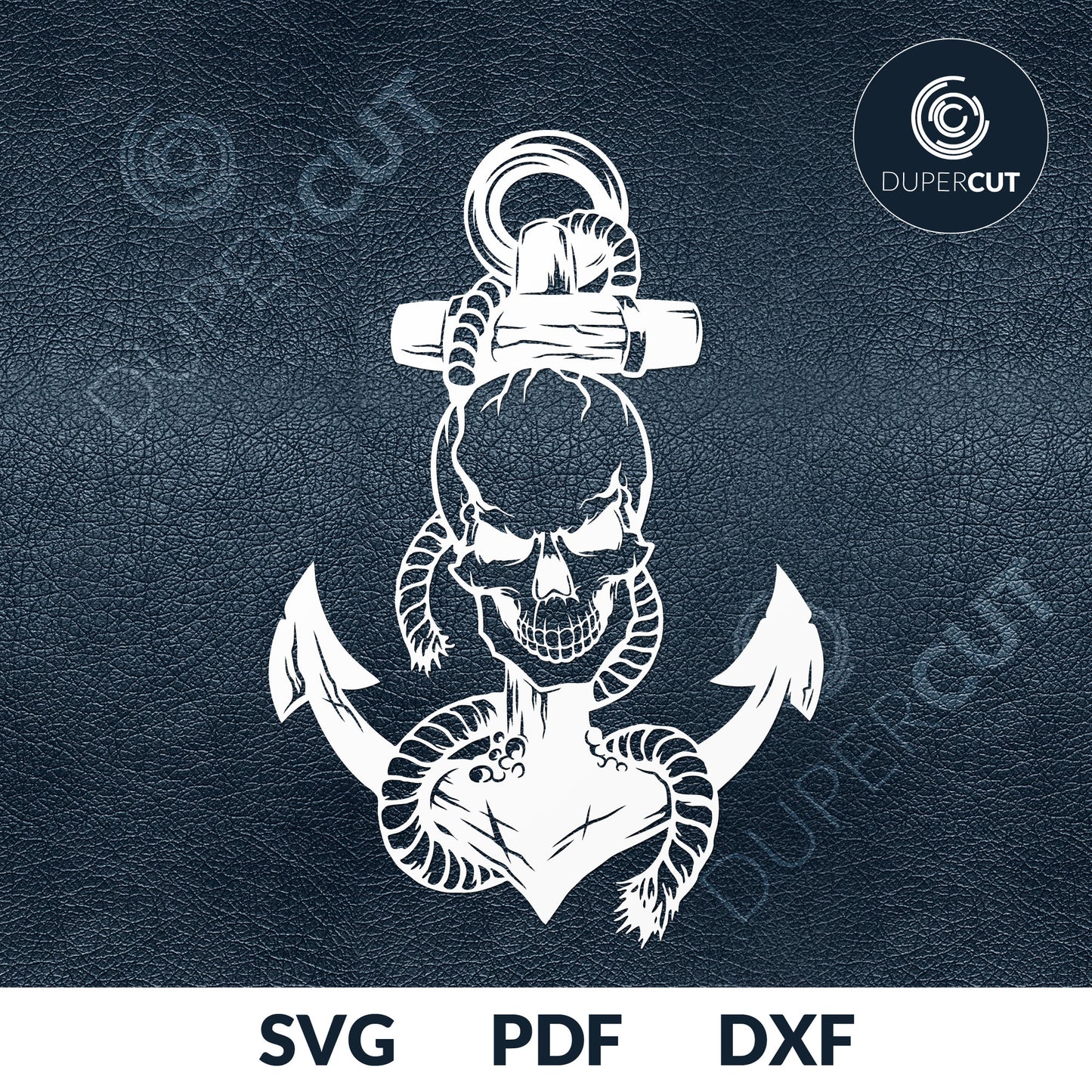 Paper Cutting Template - Sailor Skull Anchor SVG