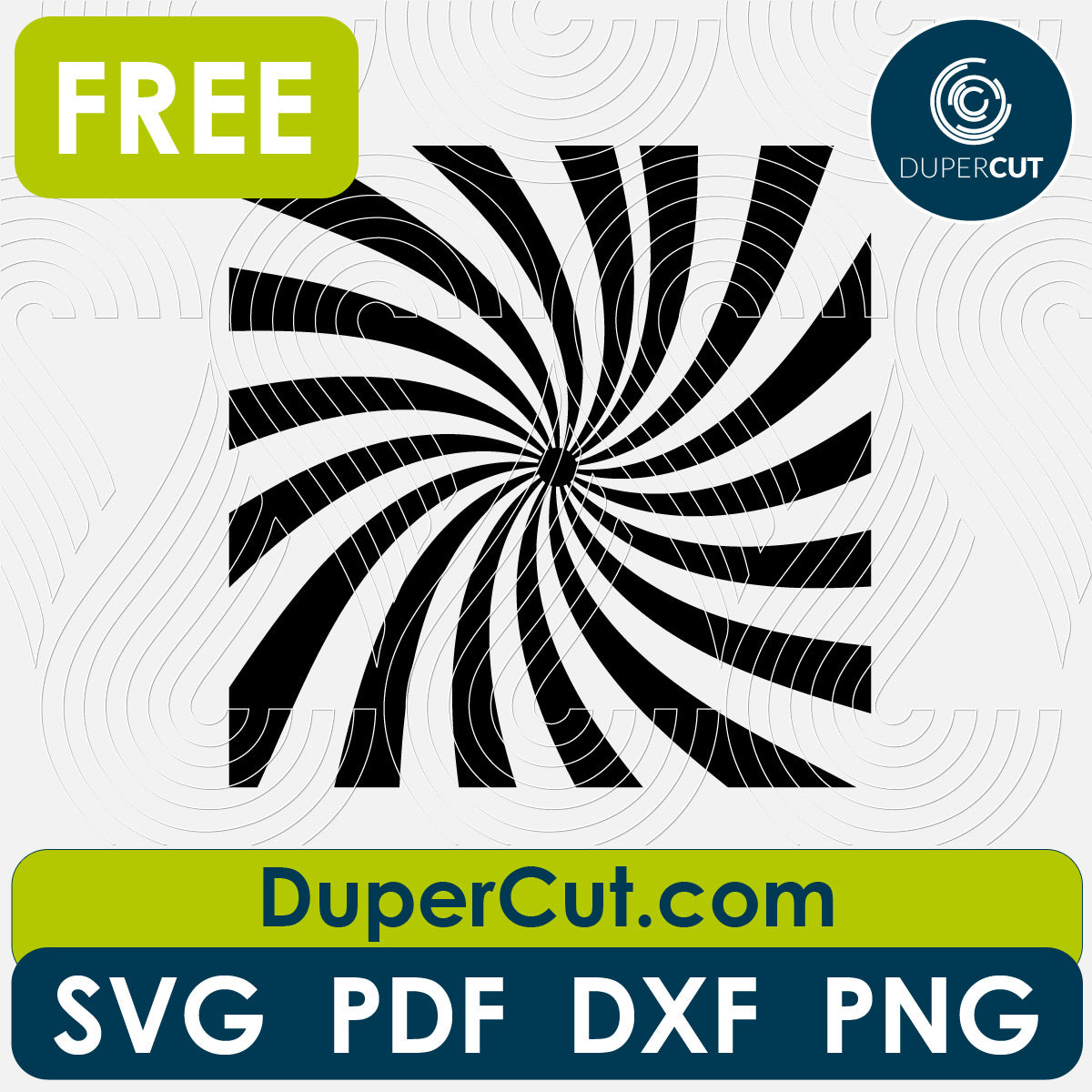 Optical illusion abstract black and white pattern - free SVG PNG DXF vector files for laser and blade cutting machines. Glowforge, Cricut, Silhouette cameo templates by DuperCut.com