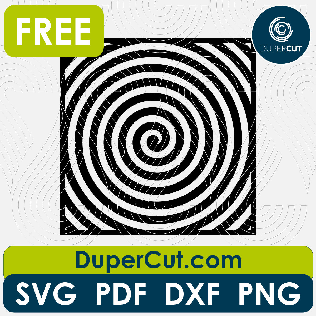 Optical illusion abstract black and white pattern - free SVG PNG DXF vector files for laser and blade cutting machines. Glowforge, Cricut, Silhouette cameo templates by DuperCut.com