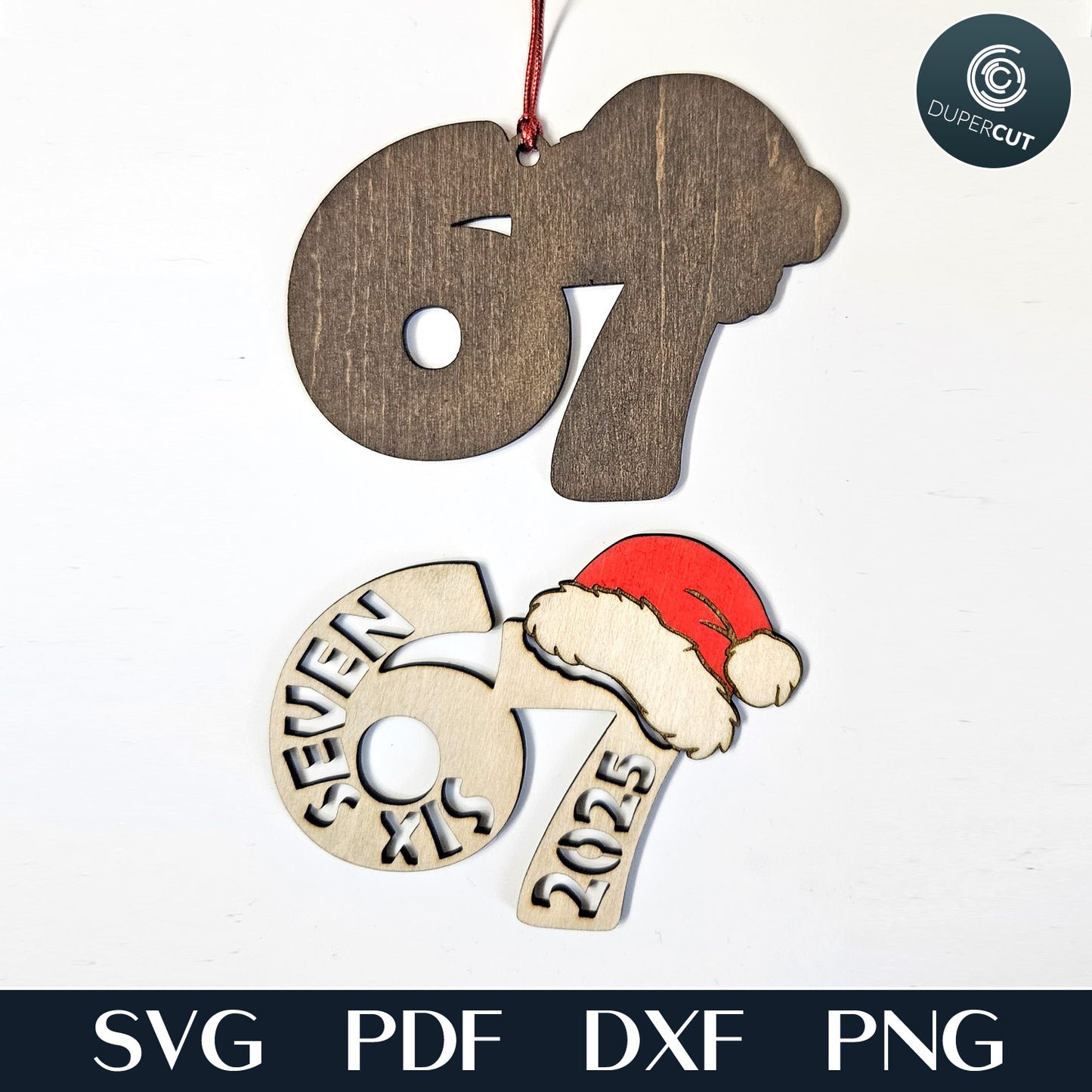 Six Seven - viral personalized Christmas ornament - add custom name - layered laser cut file for Glowforge, Xtool, Cricut, CNC plasma machines by www.DuperCut.com