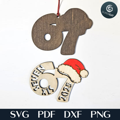 Six Seven - viral personalized Christmas ornament - add custom name - layered laser cut file for Glowforge, Xtool, Cricut, CNC plasma machines by www.DuperCut.com