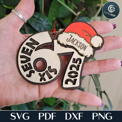 Six Seven - viral personalized Christmas ornament - vector SVG template - layered laser cut file for Glowforge, Xtool, Cricut, CNC plasma machines by www.DuperCut.com