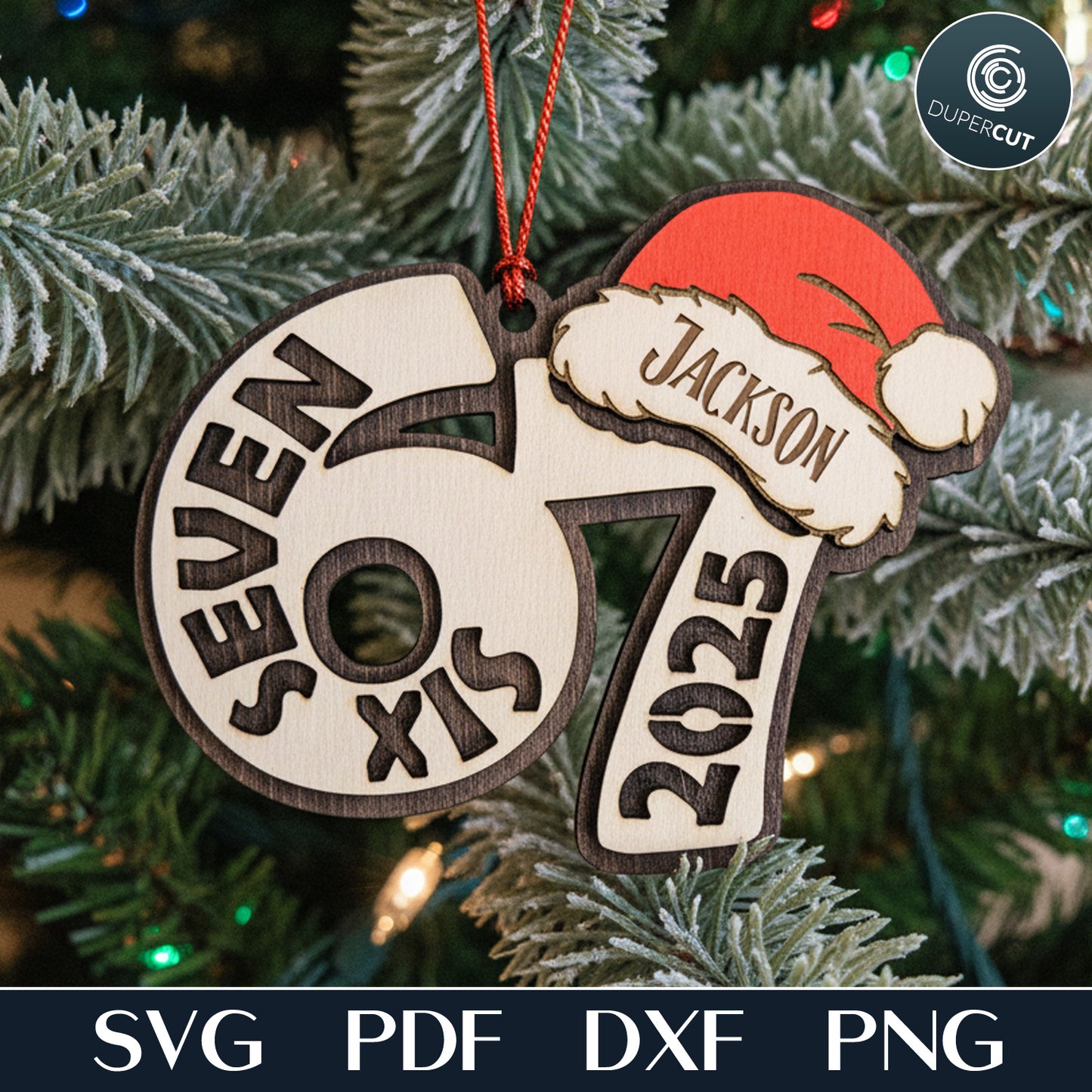 Six Seven - viral personalized Christmas ornament - add custom name - layered laser cut file for Glowforge, Xtool, Cricut, CNC plasma machines by www.DuperCut.com