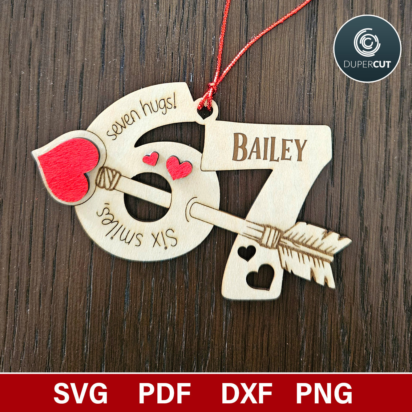 Six Seven Valentines tags, locker magnets. Persnalized laser cut SVG DXF files for laser cutting machines Glowforge, Xtool, Cricut, CNC plasma, scroll saw pattern by www.dupercut.com