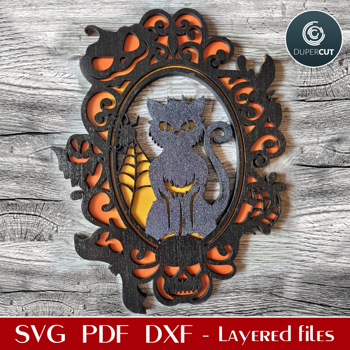 BLACK CAT FRAME - SVG / PDF / DXF / PNG