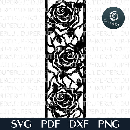 DIY floral roses detailed bookmark - SVG DXF vector files for laser cutting machines, Glowforge, Cricut, Silhouette, CNC plasma machines by www.DuperCut.com