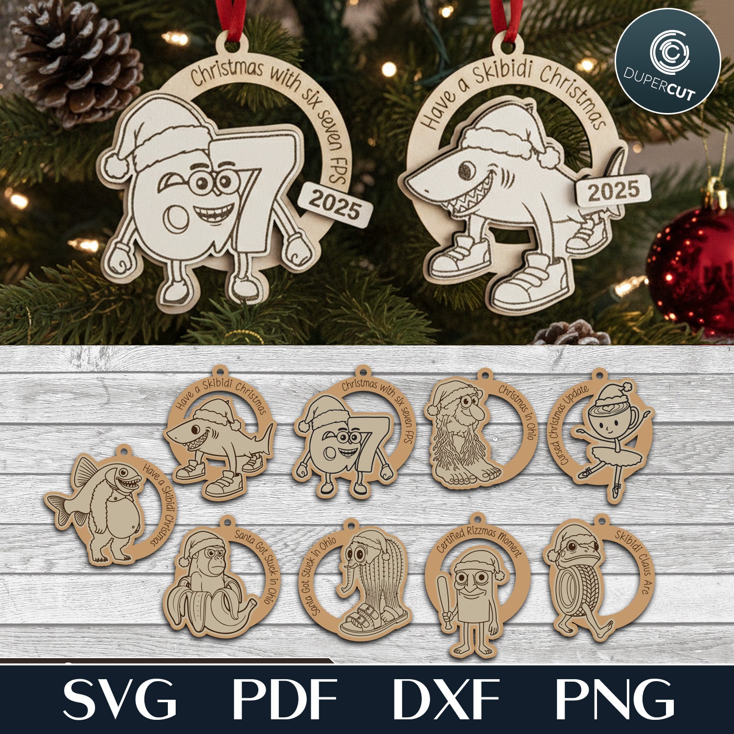 Italian Brainrot memes, Six Seven 67 meme, kids ornaments bestseller 2025, layered SVG file for laser cutting machines Glowforge, Xtool, CNC Plasma machines by www.DuperCut.com