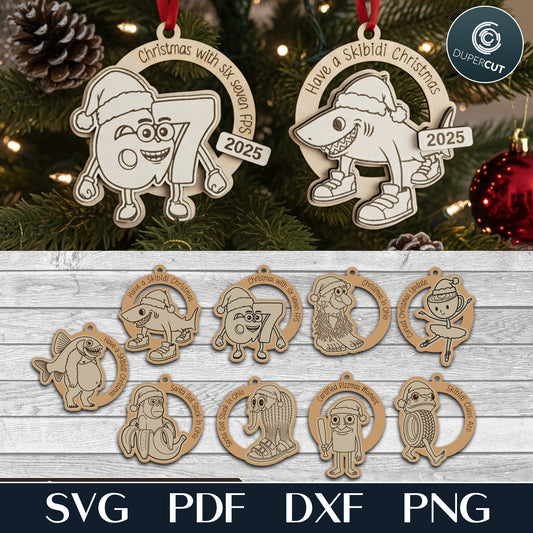 Italian Brainrot memes, Six Seven 67 meme, kids ornaments bestseller 2025, layered SVG file for laser cutting machines Glowforge, Xtool, CNC Plasma machines by www.DuperCut.com