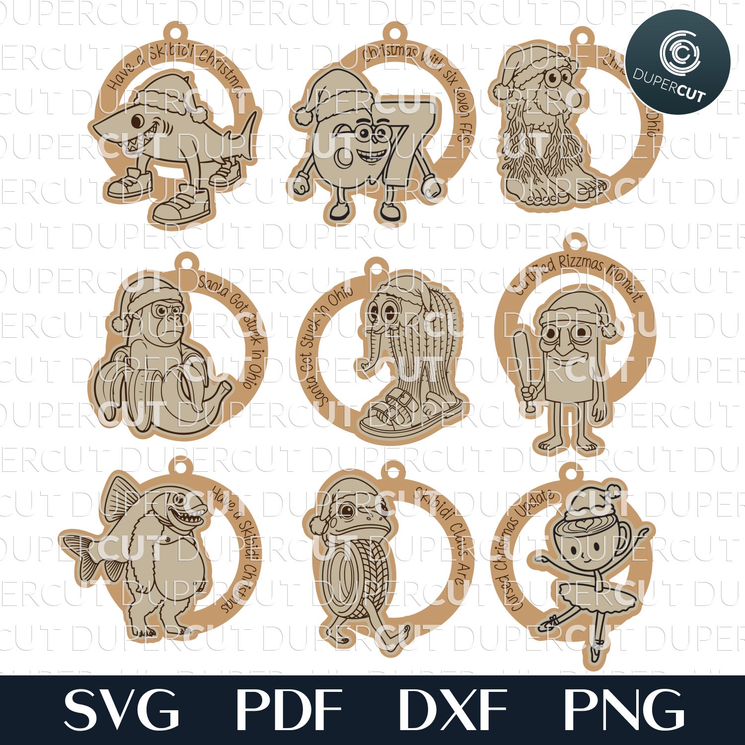 Italian Brainrot memes kids ornaments bestseller 2025, layered SVG file for laser cutting machines Glowforge, Xtool, CNC Plasma machines by www.DuperCut.com