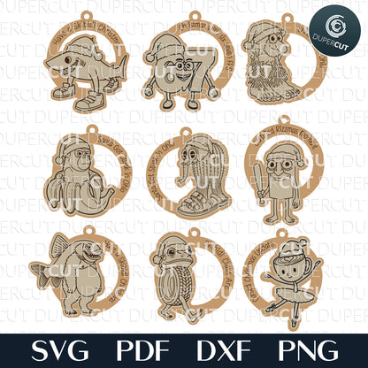 Italian Brainrot memes kids ornaments bestseller 2025, layered SVG file for laser cutting machines Glowforge, Xtool, CNC Plasma machines by www.DuperCut.com