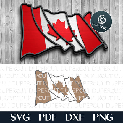 Canadia flag maple leaf layered cut files - SVG DXF laser template for Glowforge, Xtool, Cricut, CNC plasma machines, scroll saw pattern by www.DuperCut.com