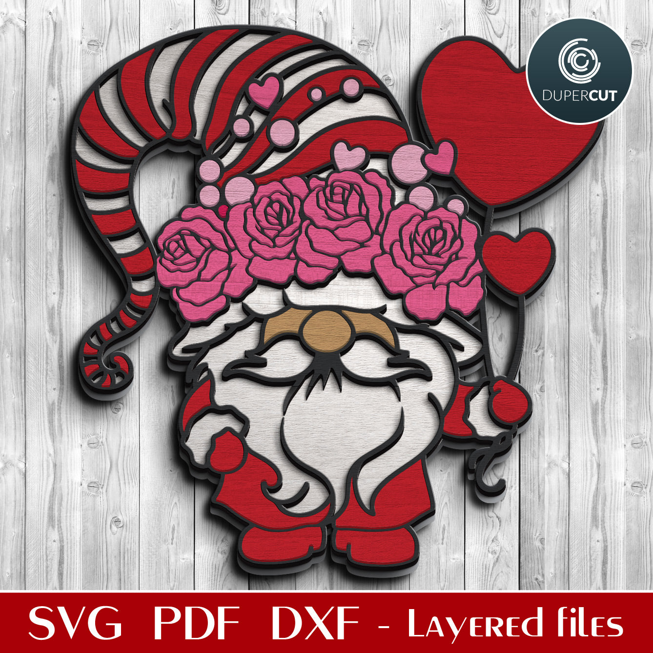 GNOME WITH HEART - SVG / DXF