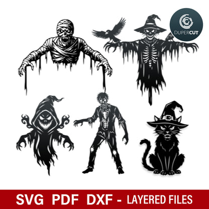 Halloween life size spooky creatures, metal cutting, laser files for Glowforge, Xtool, CNC plasma machines by www.DuperCut.com