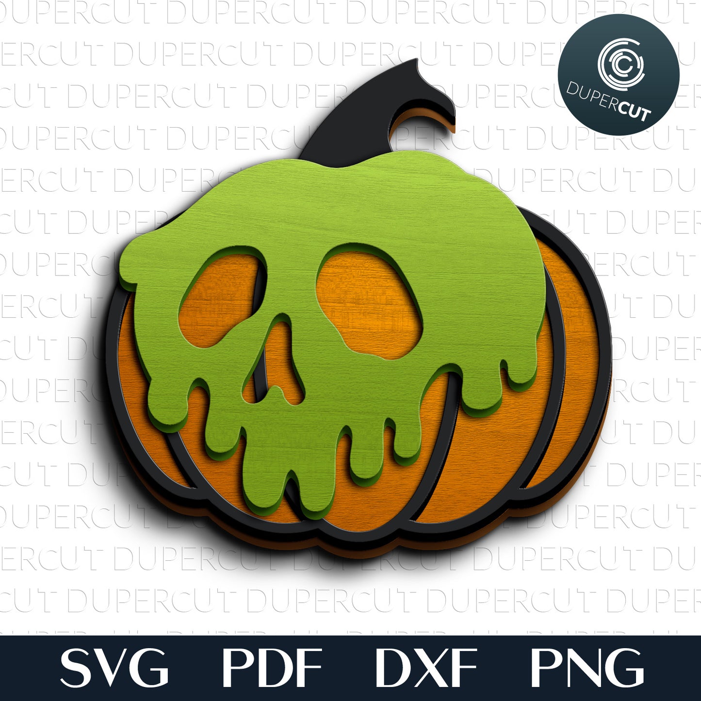 Poison Pumpkin apple Halloween character - SVG DXF layered cut files for Glowforge, X-tool, Cricut, laser CNC Plasma by www.DuperCut.com