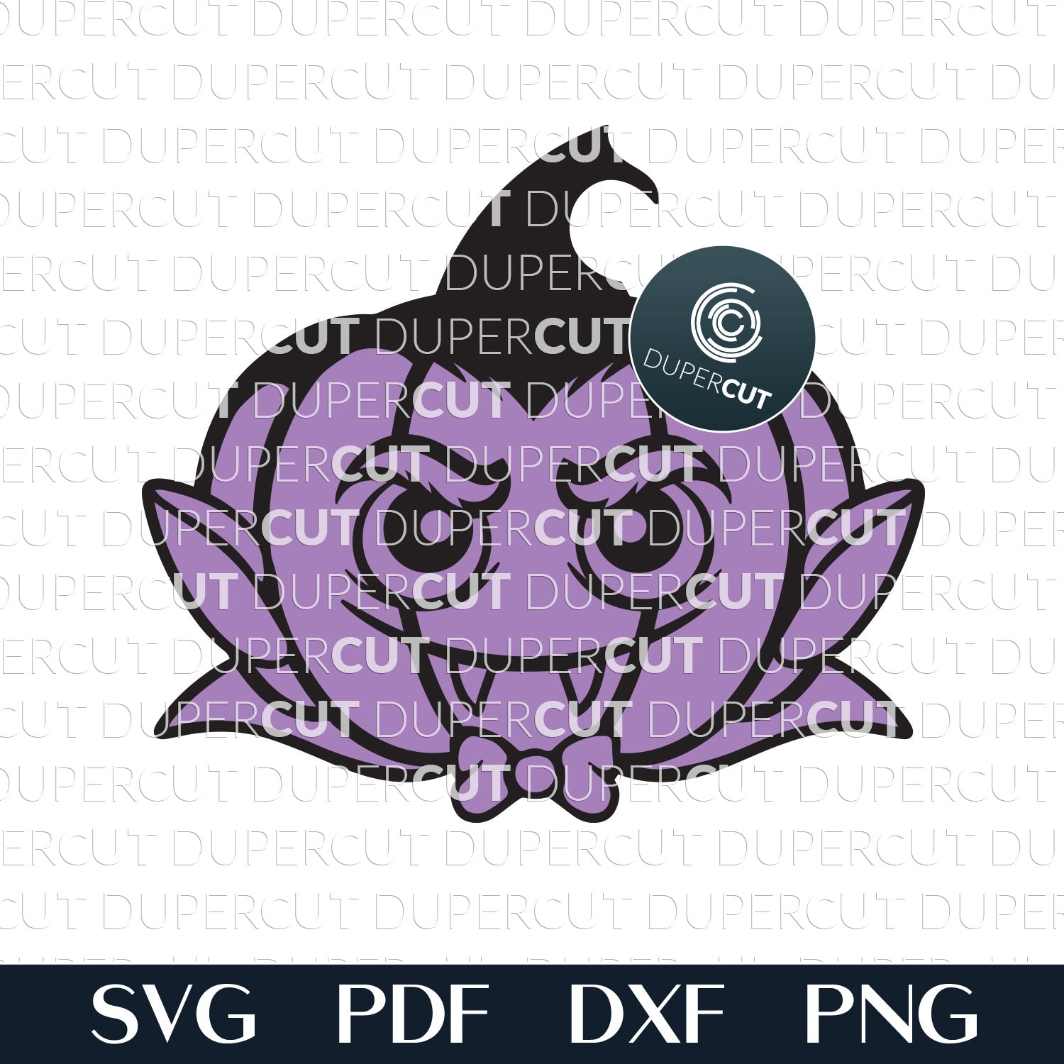 Dracula vampire pumpkin character - cute Halloween decoration door hanger - SVG DXF vector files for laser cutting machines, scroll saw pattern, Glowforge, xtool, cricut, CNC plasma machines by www.DuperCut.com