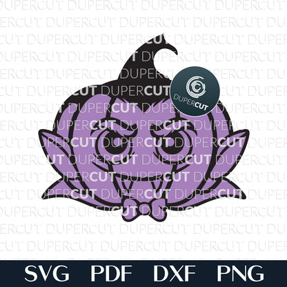 Dracula vampire pumpkin character - cute Halloween decoration door hanger - SVG DXF vector files for laser cutting machines, scroll saw pattern, Glowforge, xtool, cricut, CNC plasma machines by www.DuperCut.com