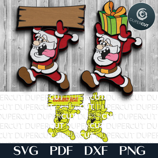 Funny Santa with tongue out - SVG DXF vector template laser cutting files for Glowforge, Xtool, Cricut, CNC plasma machines scroll saw pattern by www.dupercut.com