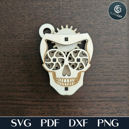 Skull Fidget Keychain - SVG / DXF