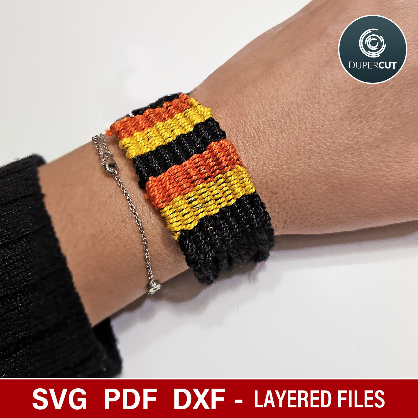 Bracelet/bookmark weaving loom tool. SVG vector file for laser cutting machines Glowforge, Xtool by www.DuperCut.com