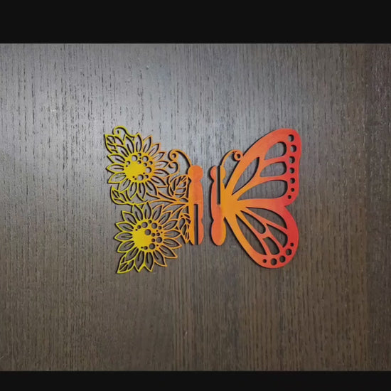 Interlocking 3d sunflower half butterfly, SVG vector template for laser cutting machines, Glowforge, Xtool, Cricut, Scroll saw pattern, CNC plasma machines by www.DuperCut.com