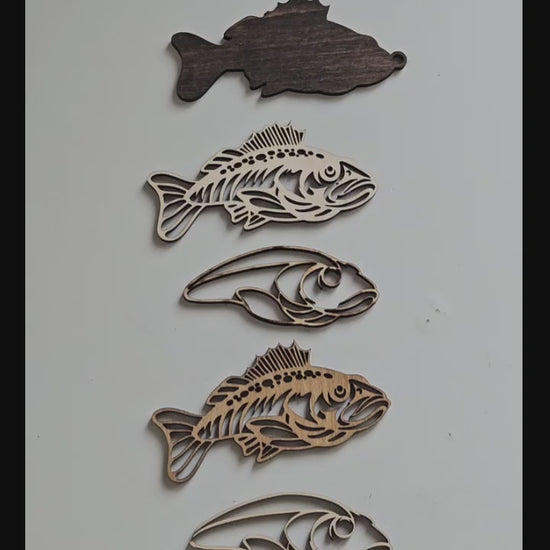 3D fish keychain, car mirror charm - father's day love fishing gift - SVG vector file template for laser cutting machines by www.dupercut.com