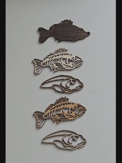 3D fish keychain, car mirror charm - father's day love fishing gift - SVG vector file template for laser cutting machines by www.dupercut.com