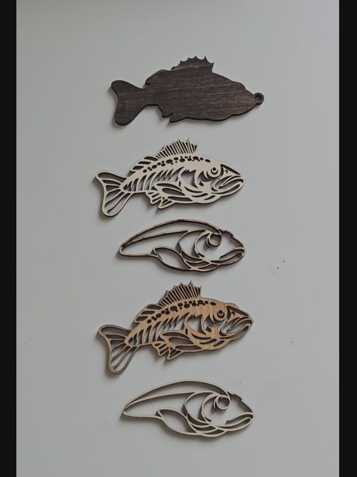 3D fish keychain, car mirror charm - father's day love fishing gift - SVG vector file template for laser cutting machines by www.dupercut.com
