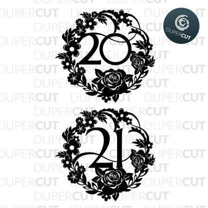 Birthday SVG files - 20th 21st birthday wreath