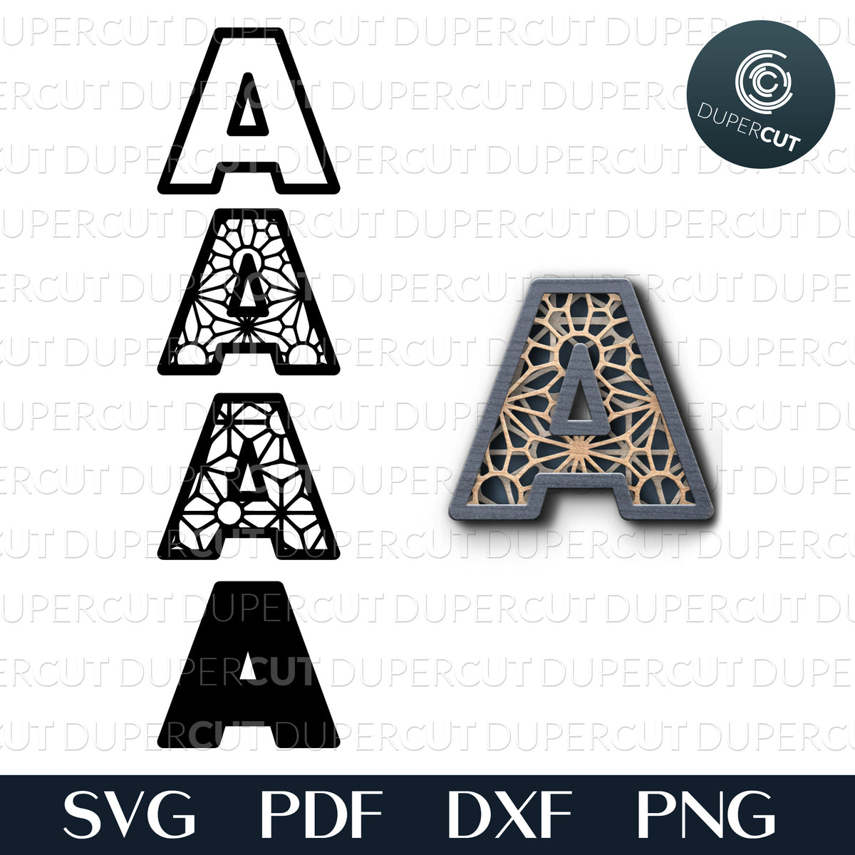 Layered Letters Vector File 26 ALPHABET LETTERS - Layered - SVG / PDF / DXF – DuperCut
