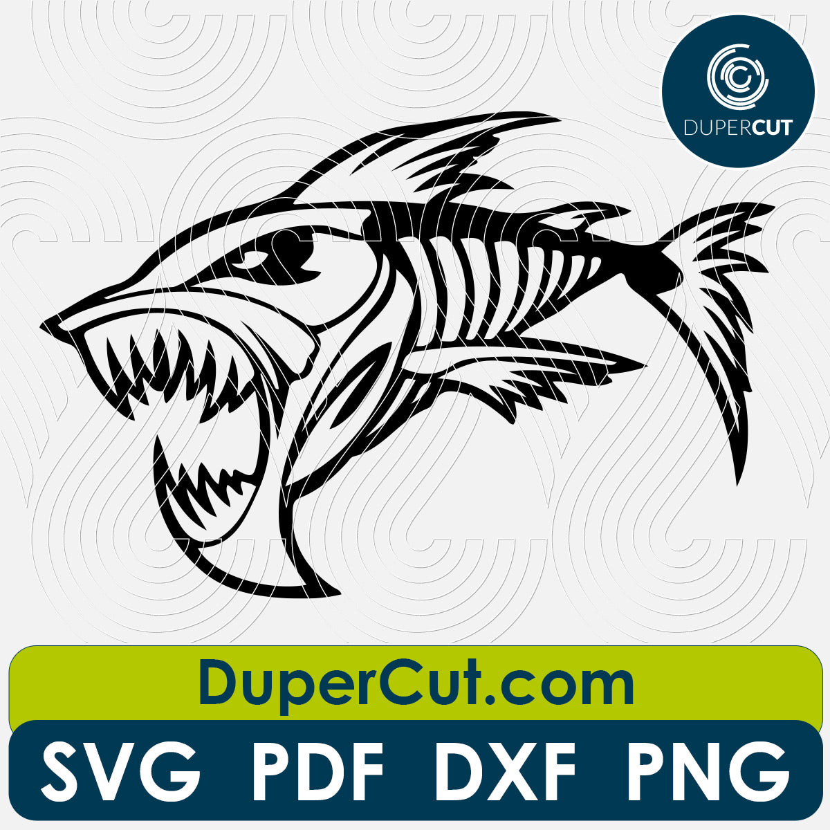 Angry shark side view steampunk vector - SVG DXF PNG files - cutting files template for Cricut, Glowforge, Silhouette Cameo, CNC plasma machines by DuperCut.com