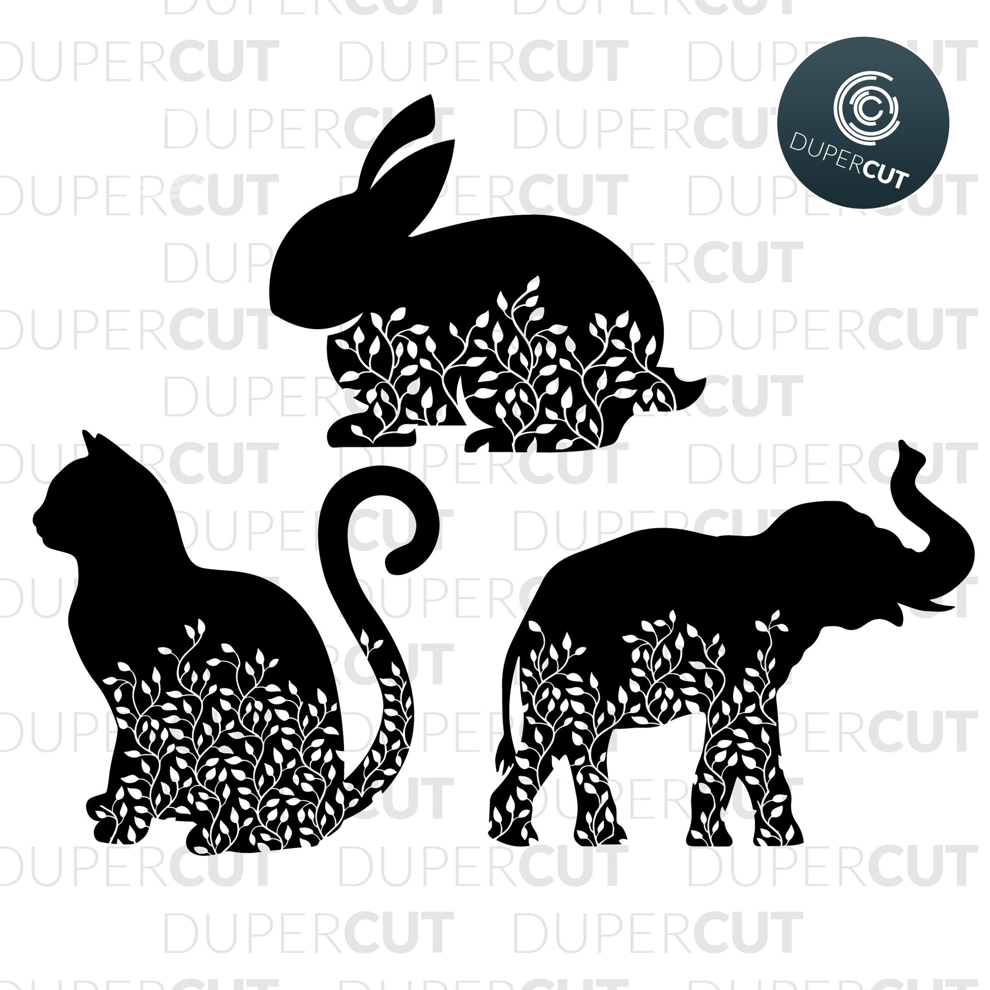 Paper Cutting Template - Cat, Elephant, Bunny rabbit