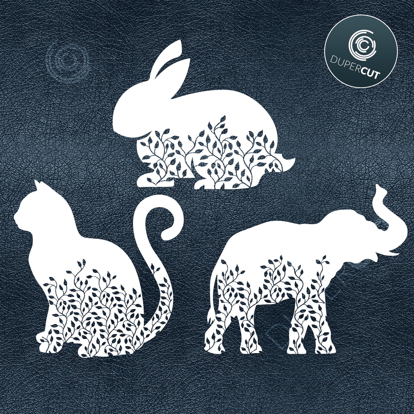 Paper Cutting Template - Decorative animals - Cat, Bunny, Elephant