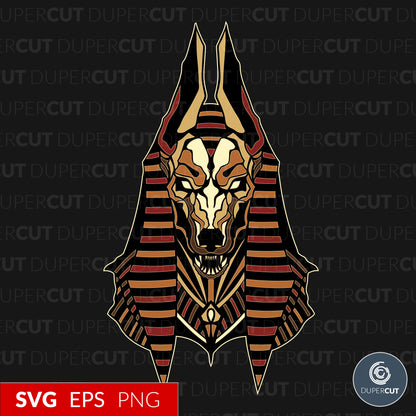 Anubis - EPS, SVG, PNG files. Vector Colour illustration for print on demand, sublimation, custom t-shirts, hoodies, tumblers.